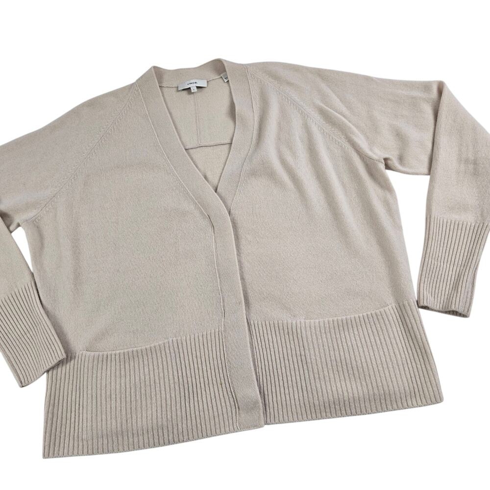 Vince Cardigan Sweater Wool Cashmere Small Snap Front Sweater Ivory Oversize